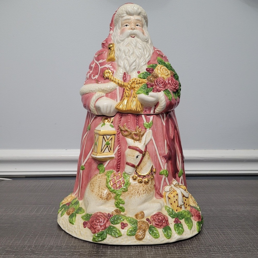 Royal‎ Albert Old Country Roses Santa Cookie Jar Signed Seasons Of Colour Pink